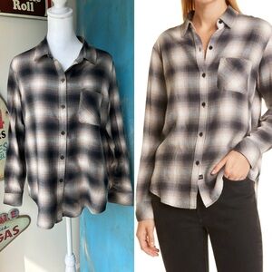 Rails Milo Plaid Button-Up Shirt in Latte Black Shadow
